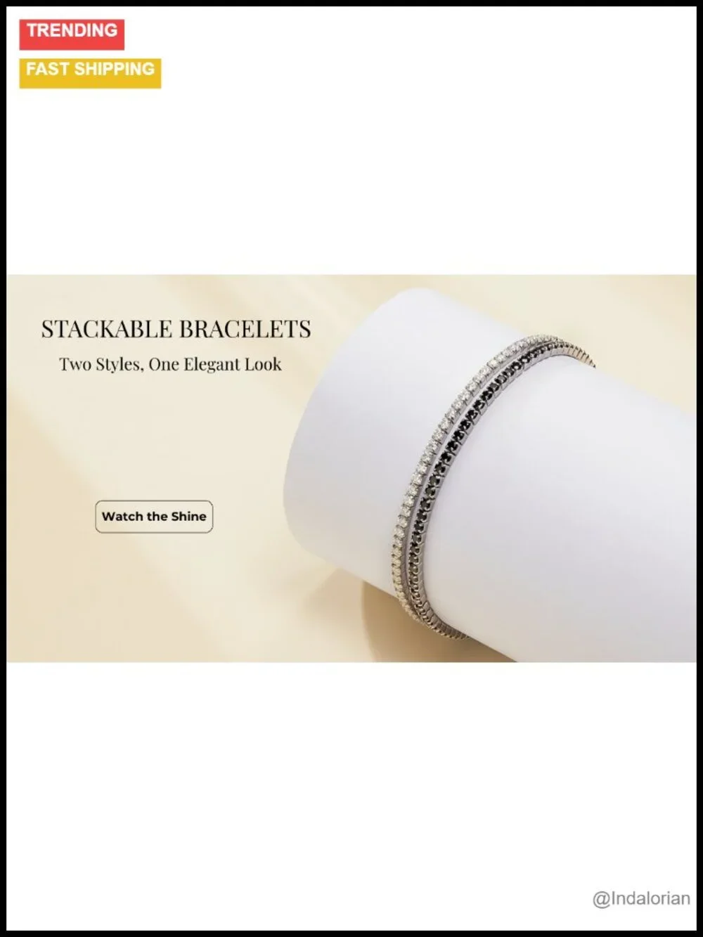 2mm Moissanite Tennis Bracelet Stretch Sterling Silver 18K White Gold Plated